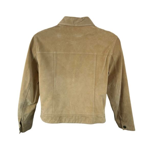 Boston Proper Suede Jacket Tan Snap Front Size Medium Boho Cottage - Picture 2 of 14